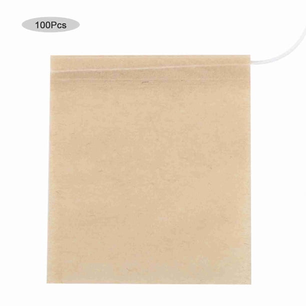 100 bolsas de té vacías desechables con filtro infusor y cordón para hojas sueltas de té (L)