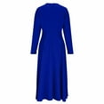 thumbnail image 5 of Oksale Holiday Party Dresses for Women Plus Size Flowy A Line Cocktail Dress Comfy Long Sleeve Winter Dresses Casual Elegant Midi Dress Blue S, 5 of 8