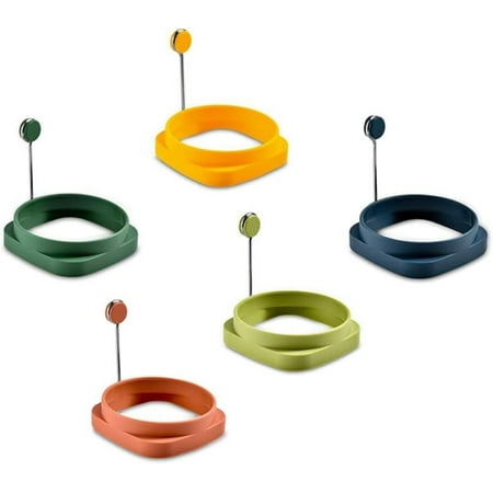 

Egg Ring 5Pcs Egg Frying Molds Reversible Silicone Omelette Mold Non Stick Pancake Shaper with Handles Pancakes Maker Mold Kitchen Cooking Tools