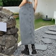 thumbnail image 4 of Pure Desire Denim Half Skirt Women's High Waist Wrapped Skirt Summer New Vintage Straight Tube Loose A Line Mid Length Half Skirt Crib Bed Skirts Glitter Skirt Skirts down Skirt Midi Skirt with Slit, 4 of 4