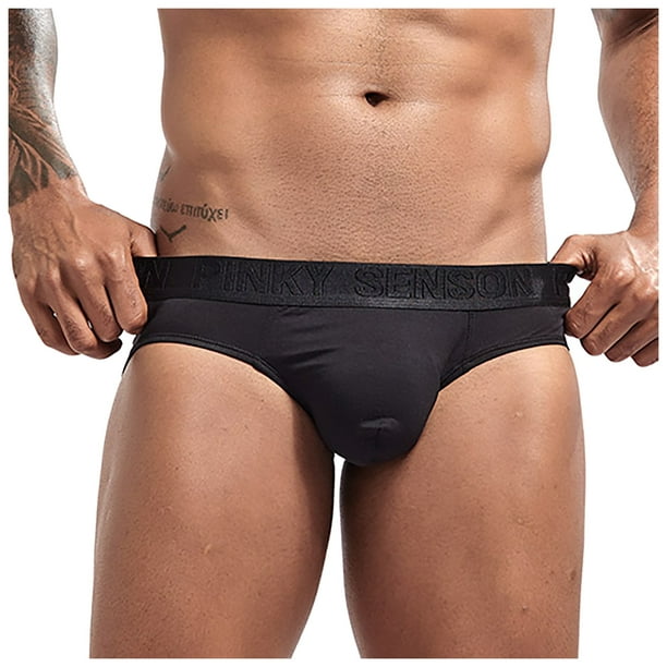 TIHLMK Men's Double Tripod Solid Color Underwear Low Waist Sports Briefs