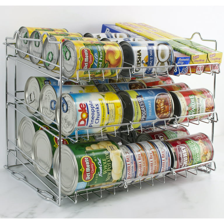 Simple Trending Can Rack Organizer, Stackable Can Storage Dispenser Holds  up to 36 Cans for Kitchen Cabinet or Pantry, Black