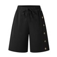 thumbnail image 2 of SOFTCCLO Shorts for Women Plus Size Summer Beach Button Shorts Solid 5 Inch Casual Womens Shorts Black M, 2 of 6