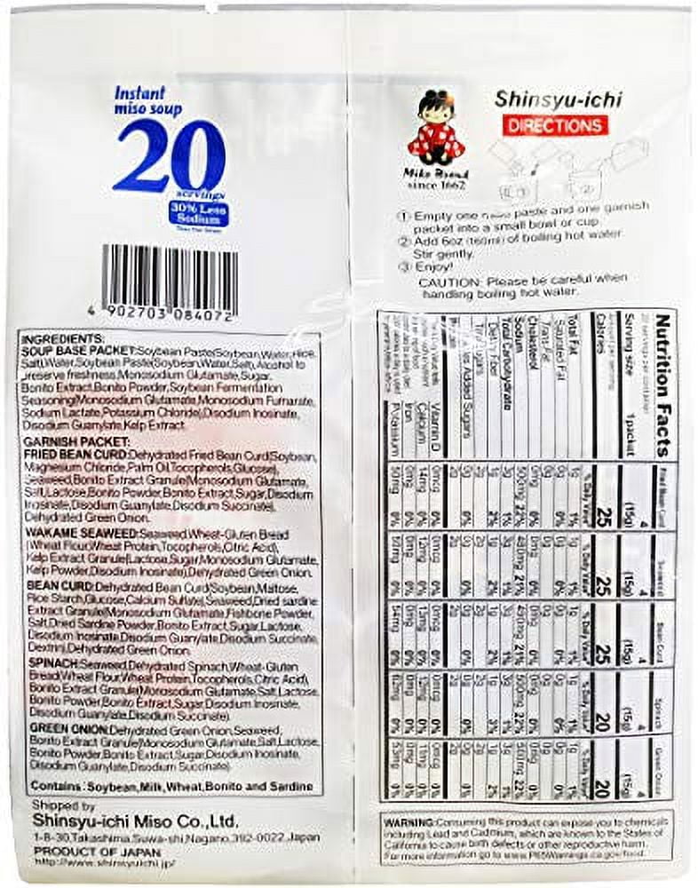 Miyasaka Miso Soup, 20 Servings, Assorted Instant Soup Packets, 30