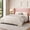 Pink velvet, variant on COZONY Full Size Upholstered Bed Frame with Wingback Headboard, Wood Slat Support, No Box Spring Needed, White Flannel