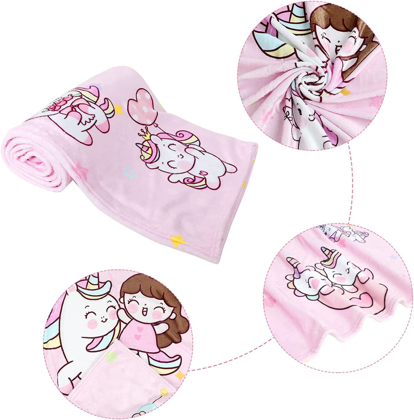 Unicorn Gifts for Girls Age 4-6-8-10 Blanket 60x50, Unicorn Blanket