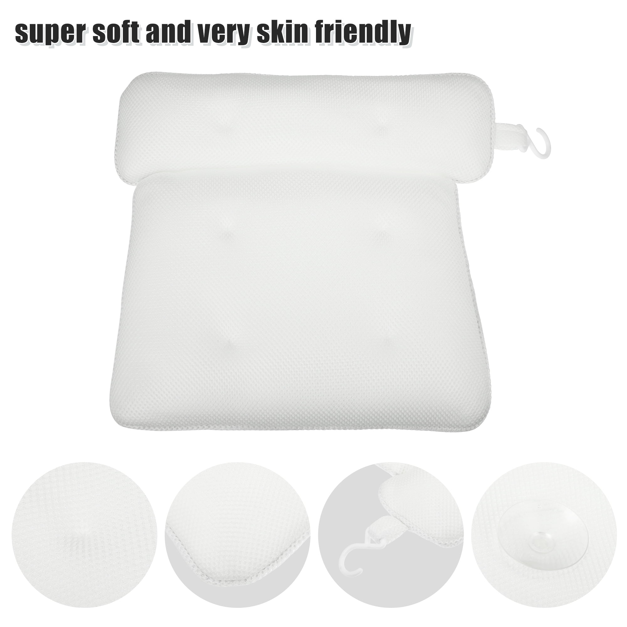 Unique Bargains Bath Pillow for Neck and Back Support Bathtub Cushion White