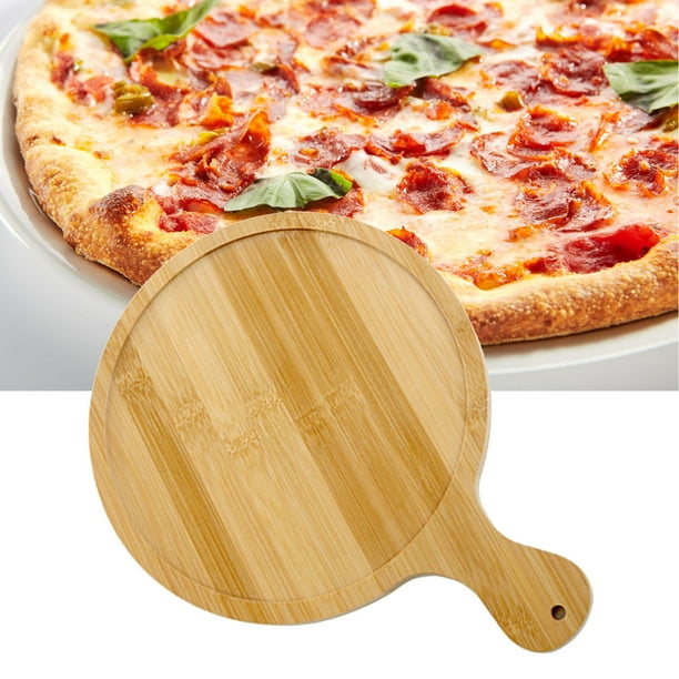 Bandeja para pizza de madera de bambú, bandeja para pizza de madera de bambú, bandeja para servir pizza, bandeja para pizza de madera de mayor durabilidad