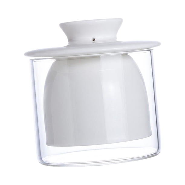 Recipiente de mantequilla Soledad cerámica vidrio bandeja de sellado de agua con tapa Blanco