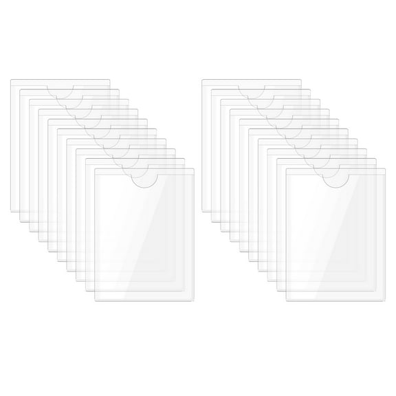 Uxcell 50Pcs Self Adhesive Index Card Pockets with Top Open for Loading, 3.1 x 2.4 Inch Clear Index Card Label Holder Photo Sleeves for Office Home Library Card Storage Bin