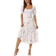 thumbnail image 2 of Falda Floral para Mujer Chifón A-line Larga con Volantes en Capas Boho Verano Midi Falda L Blanca, 2 of 6