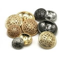 thumbnail image 2 of 5 Pcs Hollow Metal Button Black Sliver Gold Buttons Round Decorative Button for Clothes Sewing Accessories (Light Gold, 18mm), 2 of 10