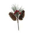 thumbnail image 3 of Rama de pino artificial con frutos rojos, realista, para manualidades navideñas. Longitud 18cm, 3 of 9