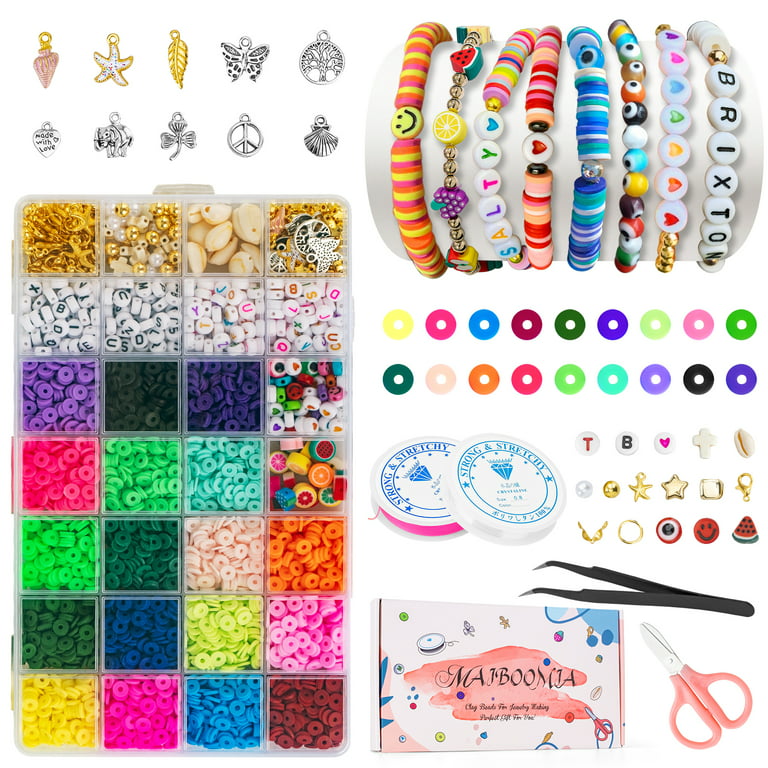 Koralakiri Arts and Crafts Beads for Girls Bracelet Making Kit, Pearl Beads  & Letter Beads & Smiley Face Beads for Kids Ages 8-12 Jewelry Making Kit
