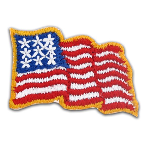 PinMart Waving American Flag Embroidered Applique Sticker - 10 Count
