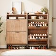 thumbnail image 3 of Danolapsi Narrow Shoe Cabinet Storage for Entryway,Freestanding Shoe Organizer,Modern Fluted Shoe Rack Organizer with 2 Flip Drawers and an Open Shelf,Farmhouse Shoe Storage Cabinet for Entryway, 3 of 9