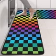 thumbnail image 2 of Kitchen Rugs Sets Of 2,Rainbow Checkered Pattern Anti Fatigue Kitchen Mat Rugs Non Slip Washable,Decorative Kitchen Floor Mats for Kitchen,Sink,Laundry,17"x47"+17"x47", 2 of 5