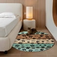 thumbnail image 3 of Round Area Rug 3 Ft, Teal Blue Brown Washable Non-Slip Circle Carpet for Living Room/Bedroom, Rustic Farmhouse Dog Paw Vintage Low-Profile Small Floor Mats Collection Rugs for Indoor, 3 of 7