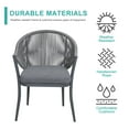thumbnail image 6 of Nuu Garden 3 Piece Outdoor Bistro Set, Woven Rope Conversation Patio Set, All Weather Aluminum Patio Furniture Chairs and Table with Cushions for Garden, Deck, Backyard, Gray, 6 of 10
