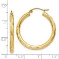 thumbnail image 2 of 14k Yellow Gold Textured Hoop Earrings 30mm long 3mm Thick Hoop Earring for Women, 2 of 2