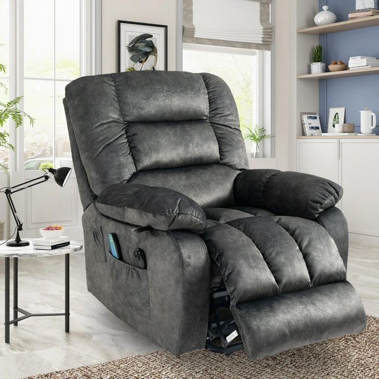 Wide Seat Lift Chair, Power Lift Recliner with Heat Therapy and Massage Function, Modern Fabric Electric Reclining Sofa with Remote Control and Side