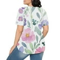 thumbnail image 6 of Jjayotai No Boundaries Womens Tops, Petal Short Sleeve Summer Casual Crew Neck Shirts, Floral Printed Blouse, Pleated Tunics, Boho Top for Women Multicolor^17 M, 6 of 6