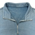 thumbnail image 4 of Evdexr Oversized Pullover Men Quarter Zip Sweatshirt Acid Washed Kangaroo Pocket Fall Streetwear Plain Distressed Polo Hoodie Hooded Lightweight Sweater Light Blue 3XL, 4 of 8