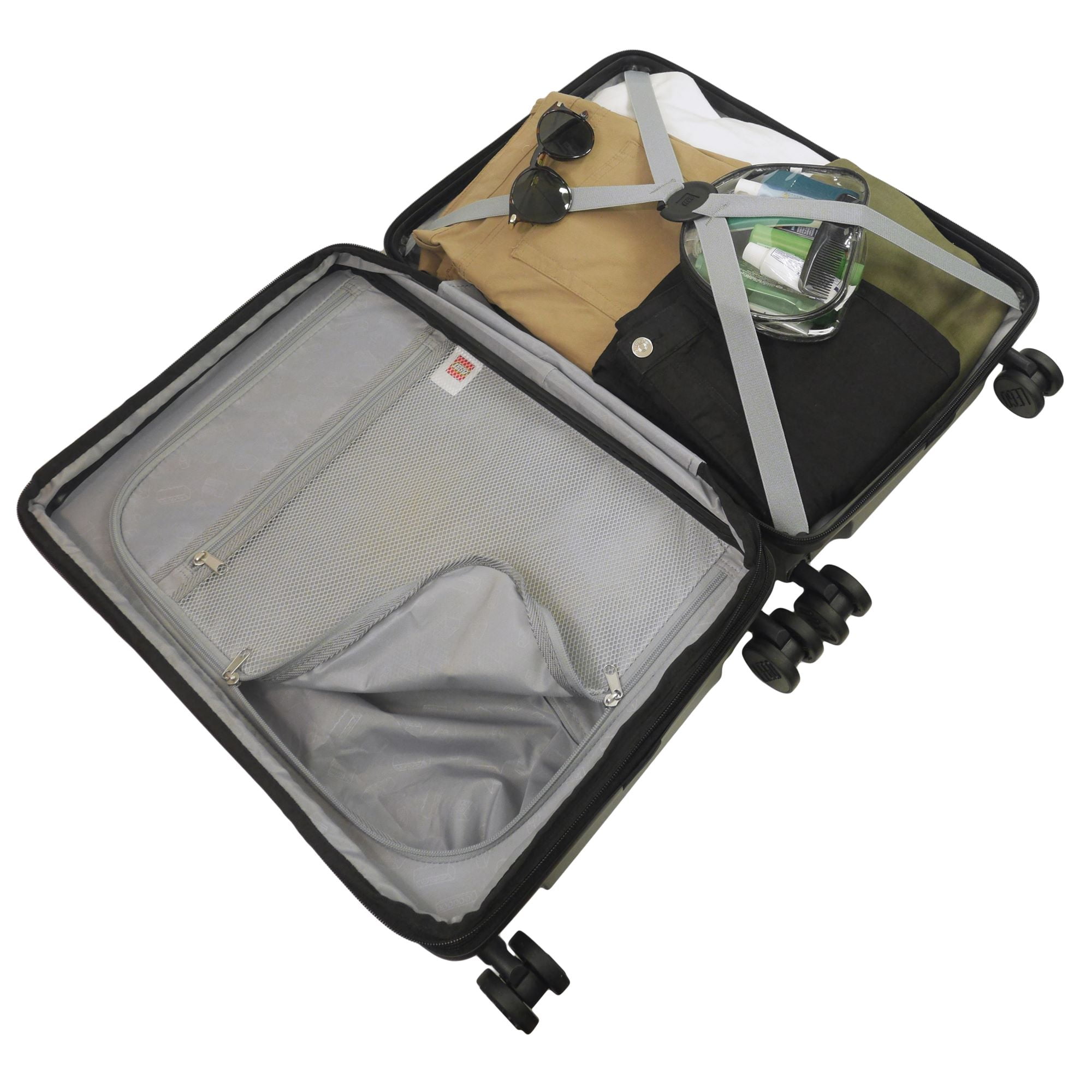 LEGO 22 Inch Carry On Rolling Luggage, Signature Brick Hardshell Suitcase with Spinner Wheels, Grey