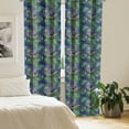 thumbnail image 2 of Ambesonne Leaves Window Curtains, Hawaiian Palm Leaves Design, Each 28" W x 63" L, Dark Blue Jade Green, 2 of 4