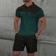 thumbnail image 2 of Pantalones Cortos para Hombre Conjunto de Trajes de 2 Piezas, Moda Mock Bolsillo Botón de Color Sólido Solapa Tops Cortos de Cintura Elástica, 2 of 8