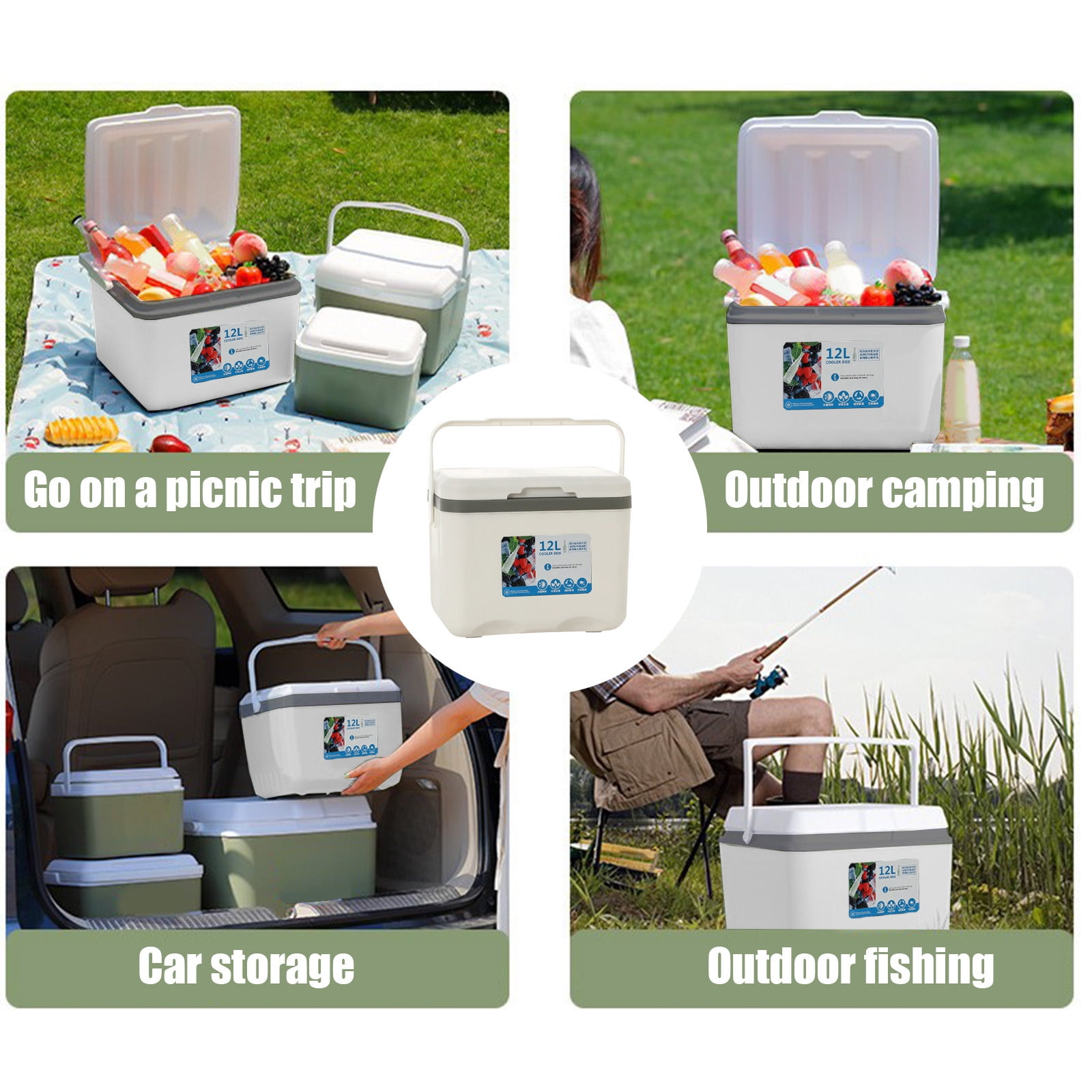 CASAFUN Portable Insulated Cooler with Handles,Compact Cooler Leak-Proof Outdoor Hard Cooler Keeps Ice Up To 3 Days,Ice Chest for Camping,Tailgating,Beach,Picnic,Groceries,Lunch