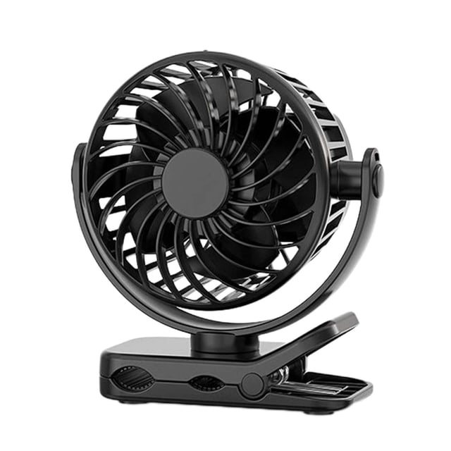 Ventilador personal de mano pequeño con clip, silencioso, para escalada, deportes, interior y exterior. negro