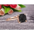 thumbnail image 3 of Cushion Cut 1.80 Carat Black Diamond Moissanite Engagement Ring 10k Rose Gold Basket Design Claw Prong Art Deco, 3 of 5
