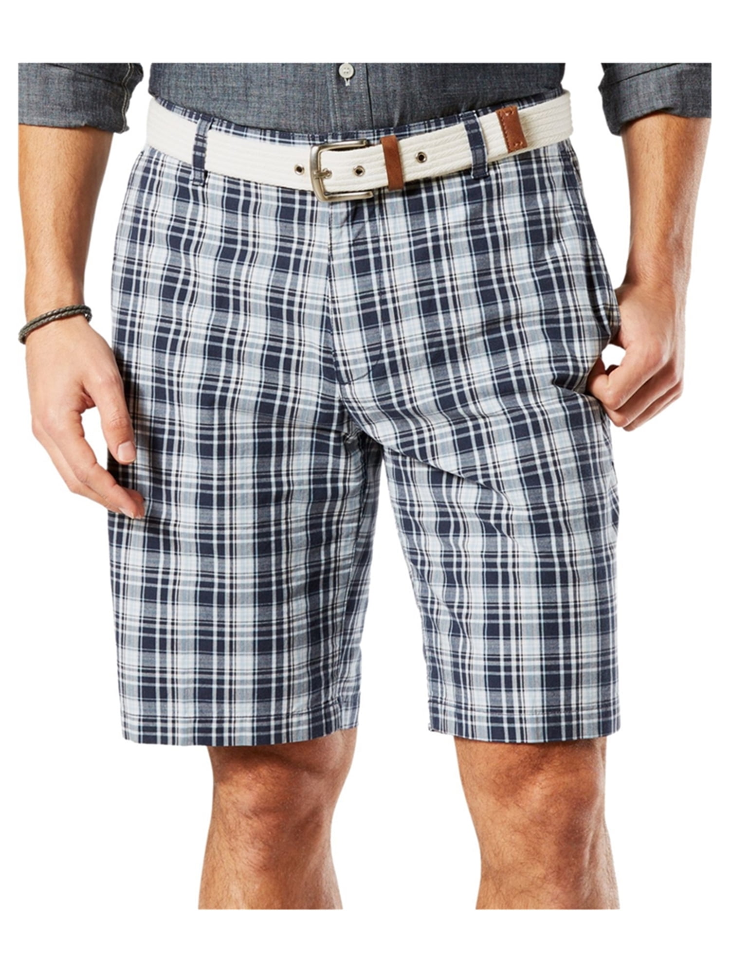 Dockers Mens Perfect Plaid Casual Walking Shorts cerulean 32 Walmart