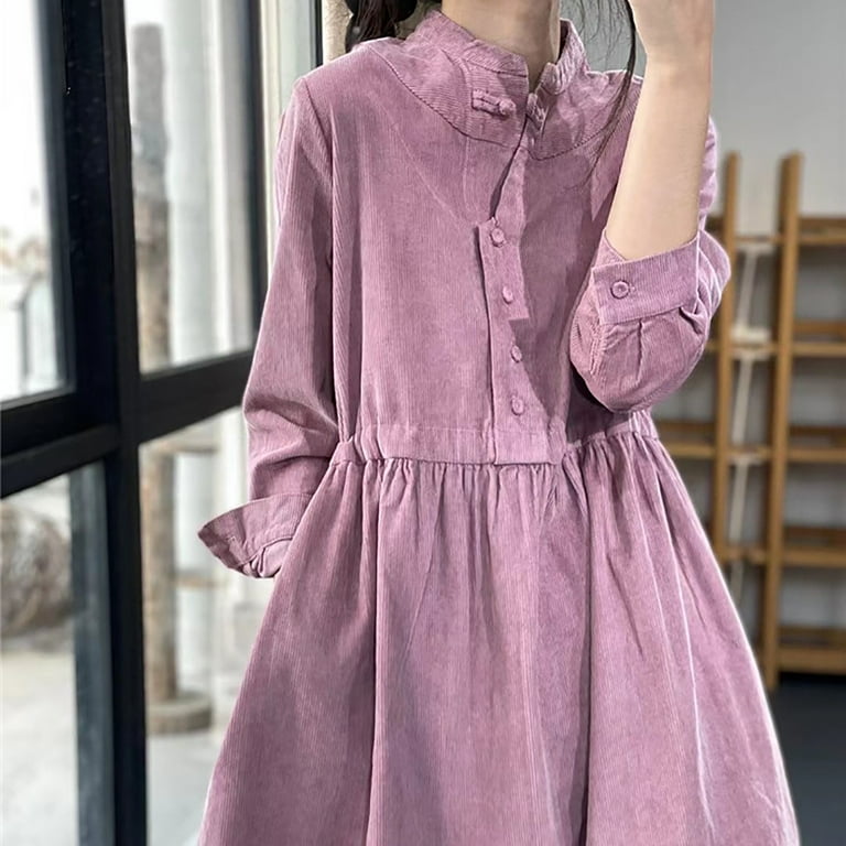 corduroy maxi dress Grandeur Grove 12) SY9090 YEXPINE Women's Corduroy Maxi Dress