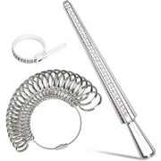 3 Pieces Ring Sizer Measuring Tools Aluminum Ring Mandrel Sizer Gauge Set with Plastic Finger Sizer Belt Jewelry Sizing Measuring Tools with US and UK Size for Jewelry Making