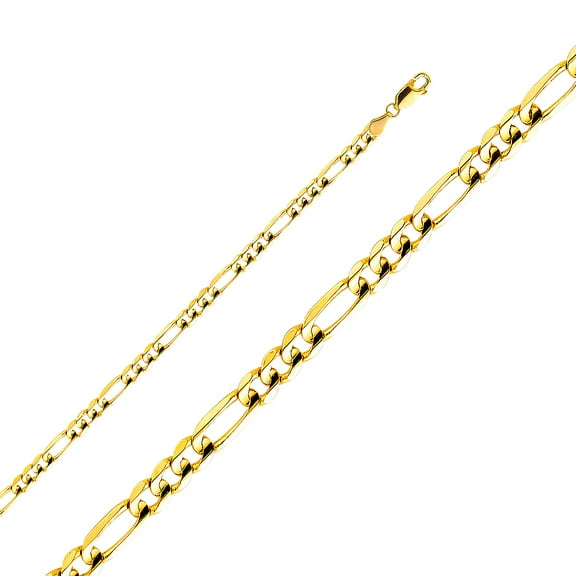 Dimaya Fine Jewelry Genuine 14k Yellow Gold 4.6mm Light Figaro Chain Necklace for Men and Women - Available in 20" 22" 24"