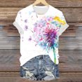 thumbnail image 5 of vigerkar Dandelion Graphic Floral T-Shirt Women Casual Summer Boho Tops Holiday Wildflowers Tee Shirts (Hot Pink, XL), 5 of 7