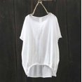 thumbnail image 2 of SHITINN Women Lady Linen Solid T-Shirt Casual Plain Loose Blouse Shirt Asymmetrical Tops Women's Short Sleeve Tops Womens Shirt Spring Tops for Women, 2 of 6
