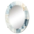 thumbnail image 2 of Designart "Blue Grey Line Art modern Geometrics II" Modern Round Wall Mirror - Abstract Oval Printed Decorative Oversized Mirror - Multiple Color Options, 2 of 4