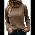 thumbnail image 1 of Suéteres de Punto de Larga con Cuello Alto para Mujer Marrón Oscuro S, 1 of 5