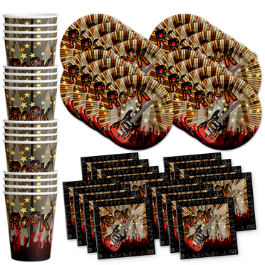 Rock Star Birthday Party Supplies Set Plates Napkins Cups Tableware Kit for 16