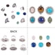 thumbnail image 5 of 6 anillos ajustables de plata con forma de cabujón de flor en blanco, redondos y ovalados, con 6 cabujones de piedras preciosas redondas de 20 mm., 5 of 9