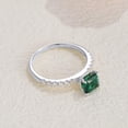 thumbnail image 4 of AFFY Solitaire Engagement Ring, 6X6MM Asscher Shape Zambian Emerald Lab Grown Gemstone & Created Moissanite Wedding Promise Ring In 14K White Gold Over Sterling Silver (1.15 Cttw)-7, 4 of 7