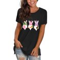 thumbnail image 2 of Moda mujer Casual Pascua camiseta impresa cuello redondo manga corta pulóver Tops blusa Fridja  bn6980, 2 of 9