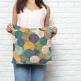 thumbnail image 3 of Throw Pillow Covers 24x24 Inch, Teal Yellow Circle Decorative Pillow Cases for Couch Sofa Bed, Geometric Abstract Art Cotton Linen Square Home Decor Pillowcases with Hidden Zipper, 3 of 7