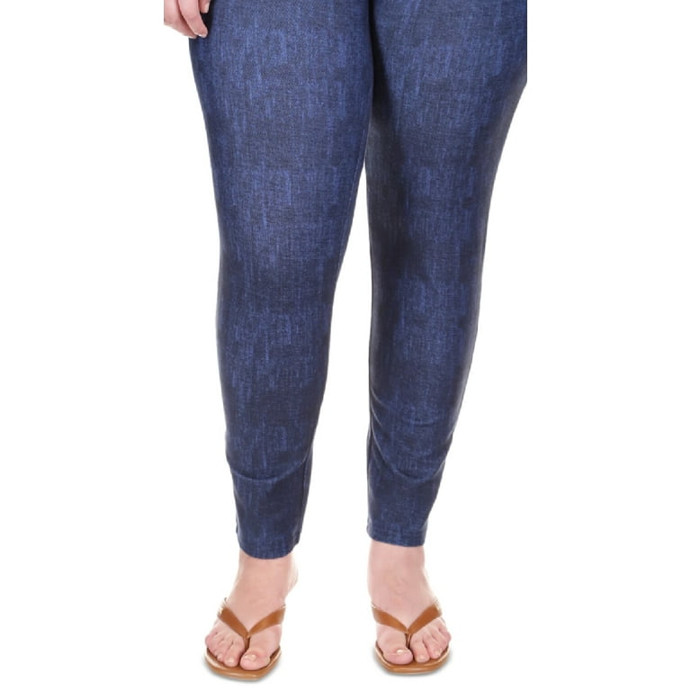 Plus Size Michael Kors Women s Denim Pull On Leggings with Faux Pockets Blue 1X Walmart
