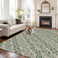 thumbnail image 2 of Green Floral Area Rugs 5'x7', Washable Small Throw Rugs for Laundry Room Playroom, Spring Flowers Pattern Botanical Vintage Indoor Outdoor Rug Non-Slip Low Pile Carpet Runner Reversible Floor Mats, 2 of 8