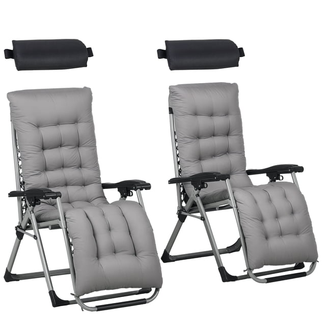 Outsunny Reclining Zero Gravity Chair, Folding Sun Lounger with Cushion