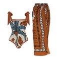 thumbnail image 1 of MKLEKYY Traje De Baño Mujer Women 1 Piece Swimwear+1 Piece Cover Up Two Piece Vintage Print Swimsuit Monokini Bikini 2 Piece Swimsuits Two Piece Tankini Set 966, 1 of 4